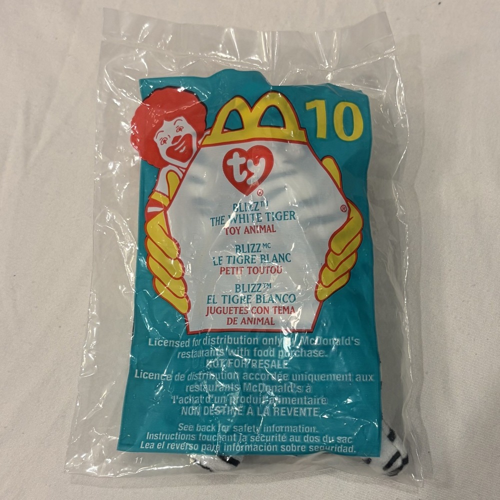 McDonald's TY Teenie Beanie Baby Blizzard White Tiger #10 Sealed 2000
